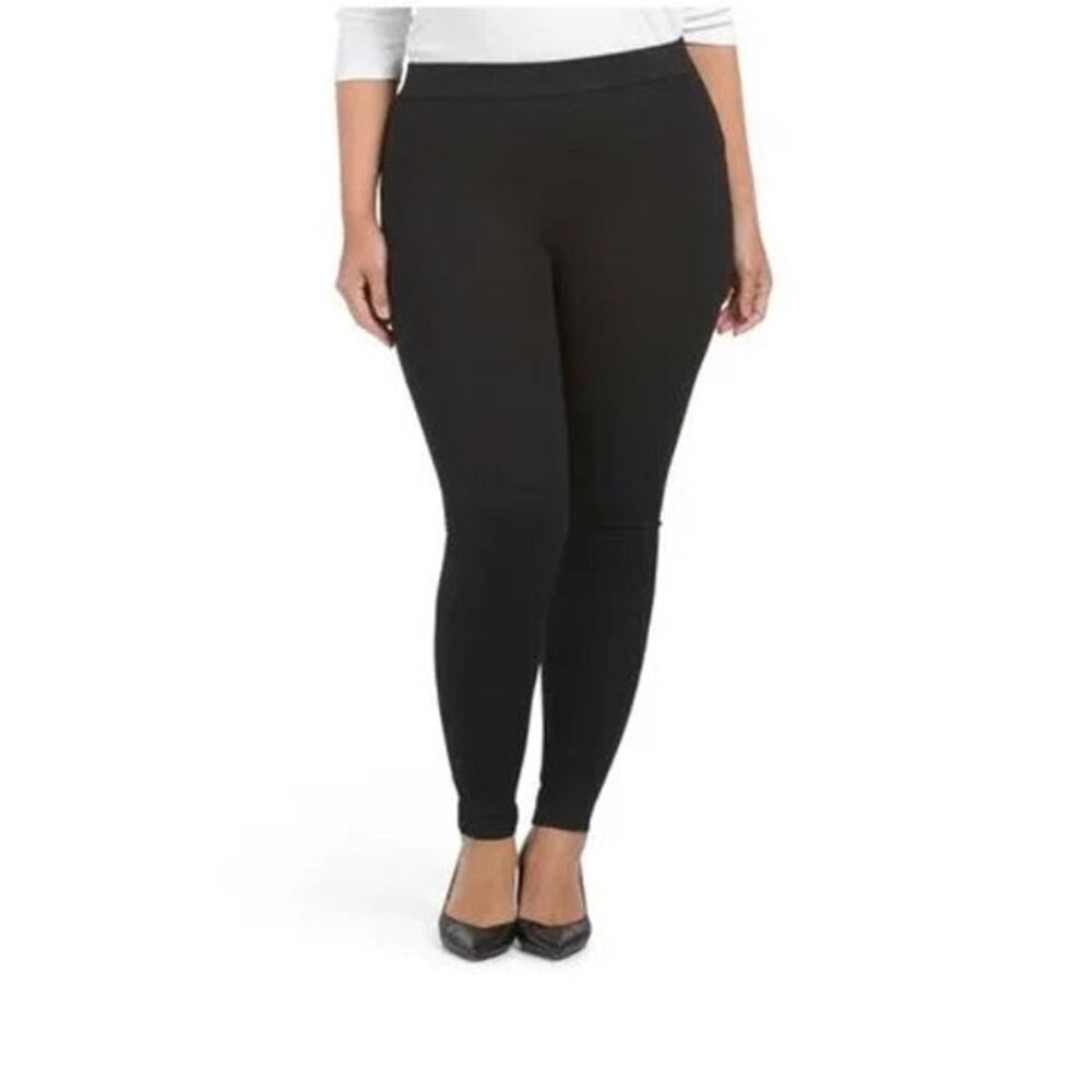 Kay Unger Black Ponte Knit Pants Womens 1X Skinny Leggings Work Corpcore Basic